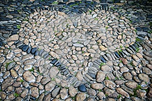 Cobblestones in shape of heart