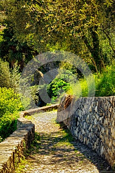 Cobblestones track in the Greenway path at Lago di Como