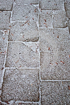 Cobblestones in winter seen from above