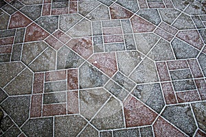 Cobblestones in winter seen from above