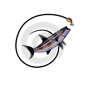 Cobia fish logo design illustration