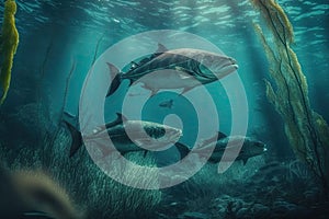 Cobia Fish Underwater Lush Nature by Generative AI