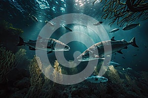 Cobia Fish Underwater Lush Nature by Generative AI