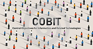 COBIT, Control Objectives for Information and Related Technologies. Concept with keywords, letters and icons vector