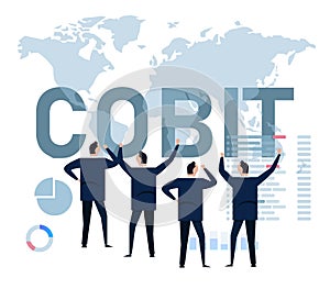 COBIT, Control Objectives for Information and Related Technologies. Concept with keywords, letters and icons vector