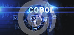 Cobol programming language software development concept on vitual screen