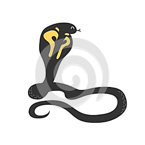 Cobra African snake, king cobra, jungle animal cartoon vector illustration