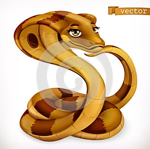 Cobra snake cartoon character. Funny animal, 3d vector icon photo