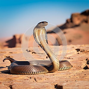 Cobra snake in desert, AI generated