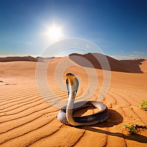 Cobra snake in the desert, AI generated