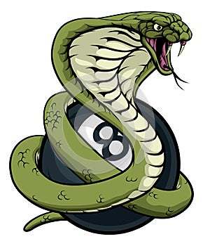 Cobra Snake Pool 8 Ball Billiards Mascot Cartoon