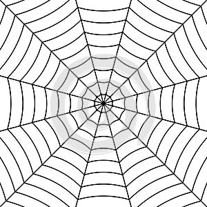 Cobweb background with black interwoven threads spider, vector symmetrical pattern spider web for Halloween