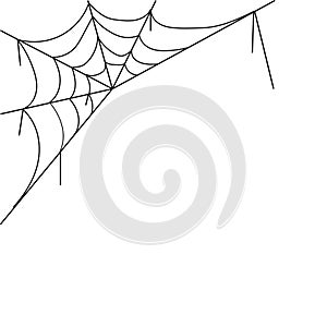 Cobweb, realistic web woven by a spider on a white background. Vector, cartoon illustration.