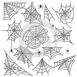 Cobweb set spider web halloween black vector