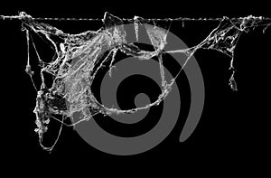 Cobweb or spider web isolated on black background photo