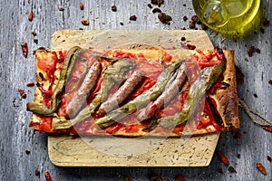 Coca de recapte, catalan savory cake similar to pizza photo