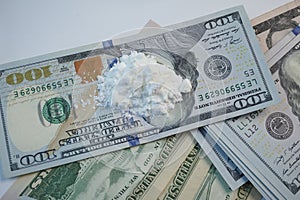 Cocaine Flour on 100 Dollar Bills