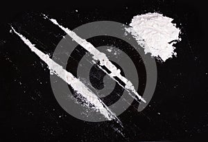 Cocaine powder in lines