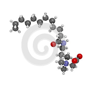 Cocamidopropyl betaine (CAPB) synthetic surfactant molecule. Used in shampoo, soap, hair conditioner, etc