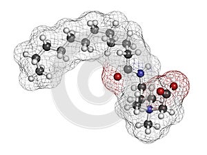 Cocamidopropyl betaine (CAPB) synthetic surfactant molecule. Used in shampoo, soap, hair conditioner, etc