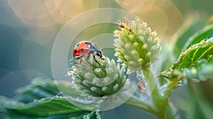 coccinella on plant closeup photo