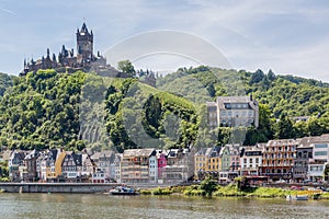 Cochem with castle along river Moselle in Germany