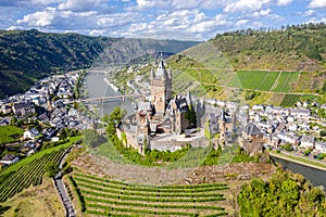 Cochem Imperial Castle, Reichsburg Cochem, Gothic Revival style, Cochem town, Moselle river, Rhineland-Palatinate, Germany