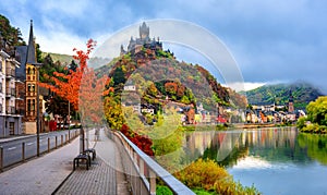 Cochem town in autumn colors, Moselle valley, Germany photo