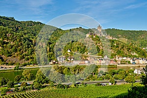 Cochem town in Germany on Moselle river with Reichsburg castle