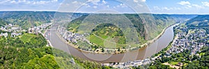 Cochem town at Moselle river Mosel with Middle Ages castle panorama in Germany