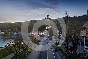 Cochem view with Avenue and Cochem Castle - Cochem, Rhineland-Palatinate, Germany