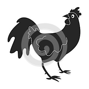 Cock of animal black vector icon.Black vector illustration rooster. Isolated illustration of cock rooster icon on white