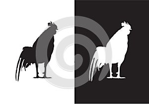 Cock, chicken, rooster - silhouette vectorâ€“ Stock Illustration