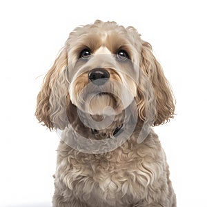 Cockapoo breed dog isolated on white background