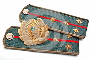 Cockarde and epaulets of the Soviet militia photo