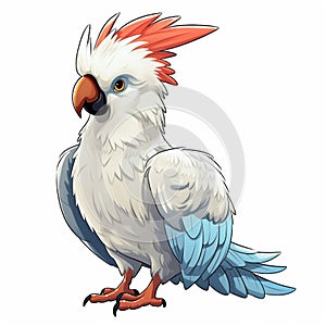 Cockatoo bird isolated on white background. AI Generated