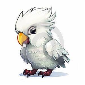 Cockatoo bird isolated on white background. AI Generated