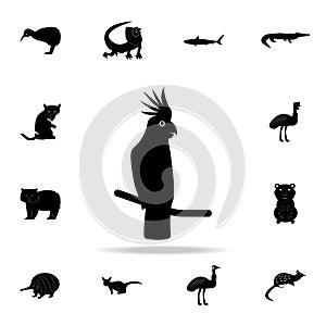 Cockatoo icon. Detailed set of Australian animal silhouette icons. Premium graphic design. One of the collection icons for