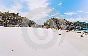 Cockburn island in Andaman ,blue sky and beautiful beach