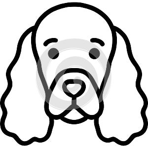 Cocker spaniel dog head front view outline icon vector AI generated