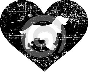 Cocker Spaniel in heart black and white