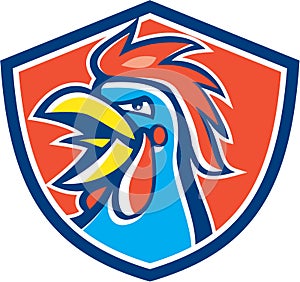 Cockerel Rooster Crowing Head Shield