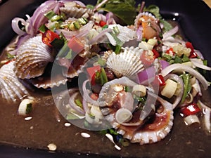 Cockles salad thaifood  and  Spicy food