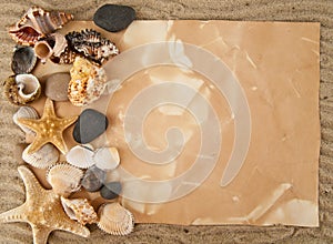 Cockleshells, stone, paper