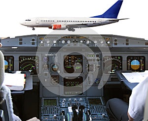 Cockpit in airliner