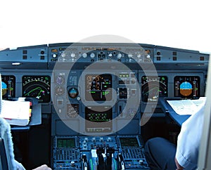 Cockpit in airliner