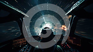 cockpit blurred interior spaceship