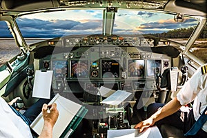 Cockpit at sundown