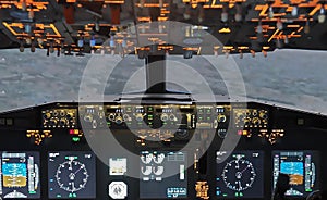 Cockpit of a Boeing 737 airplane