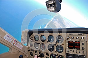 Cockpit of a cessna cardinal airplan photo